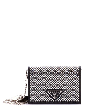 Prada Flap Card Holder With Chain Satin