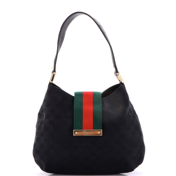 Gucci New Ladies Web Hobo Gg Canvas