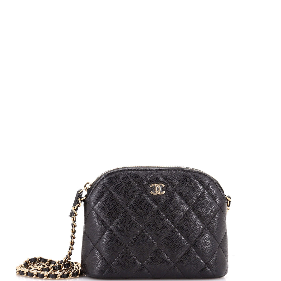 Chanel Cc Dome Zip Clutch With Chain