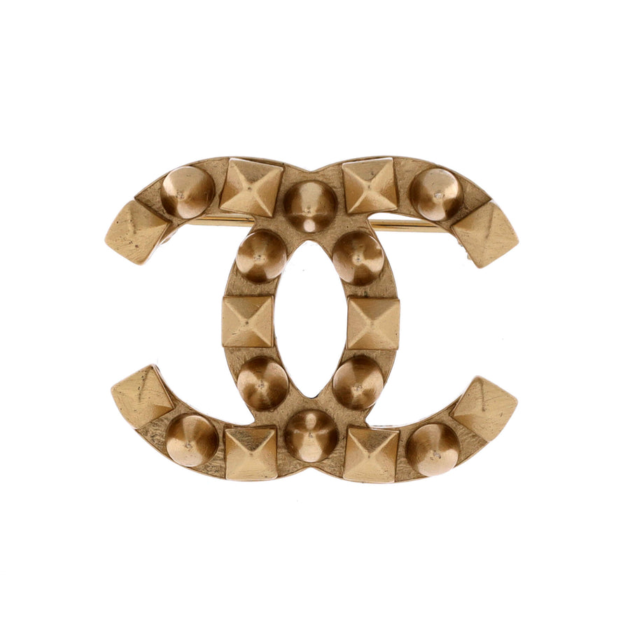 Chanel Cc Stud Brooch Metal
