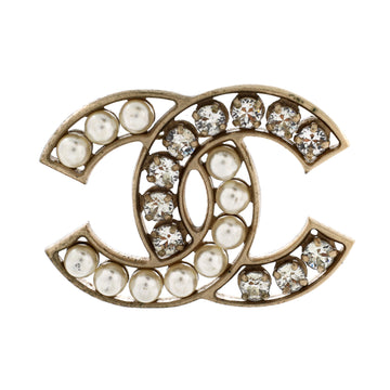 Chanel Cc Brooch Metal With Crystals And