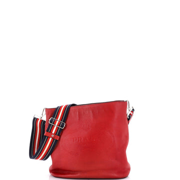 Prada Logo Bucket Messenger Bag Vitello