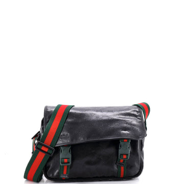 Gucci Web Buckle Messenger Bag Gg Coated