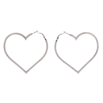 Chanel Cc Heart Hoop Earrings Metal