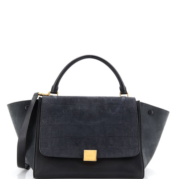 Celine Trapeze Bag Crocodile Embossed