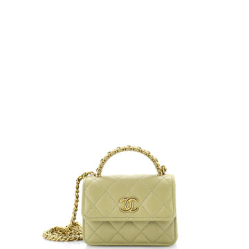 Chanel Woven Top Handle Cc Flap Clutch
