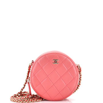 Chanel Round Clutch With Chain Quilted