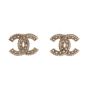 Chanel Cc Stud Earrings Metal With