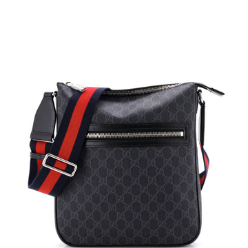 Gucci Web Strap Front Zip Messenger Bag