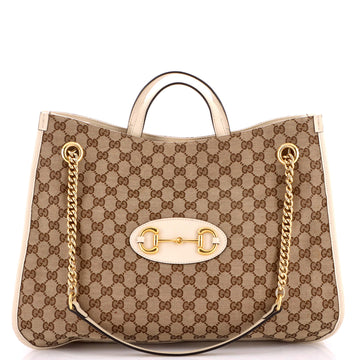 Gucci Horsebit Chain Tote Gg Canvas With
