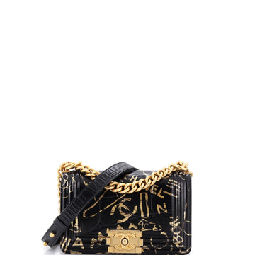 Chanel Boy Flap Bag Graffiti Crocodile