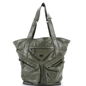 Prada Triple Front Pocket Tote Leather