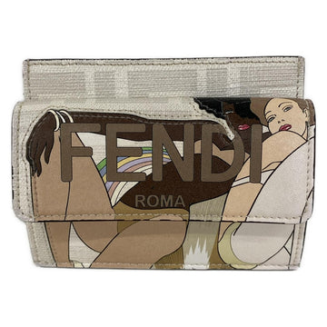 Fendi Zucca Coin Case White Dark Brown