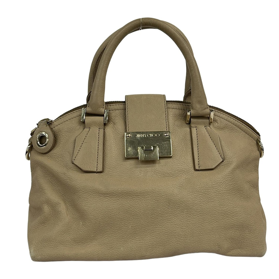 Jimmy Choo Lever Handbag Beige Leather