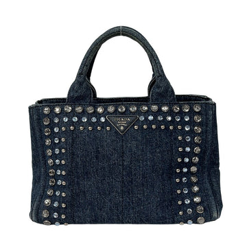 Prada Canapa Tote Bag Navy Denim