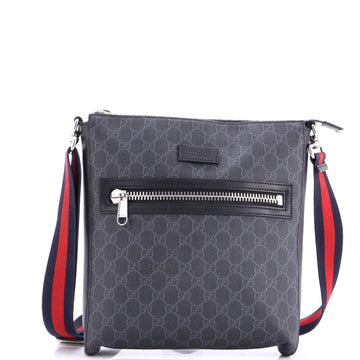 Gucci Web Strap Front Zip Messenger Bag