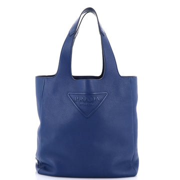 Prada Triangle Logo Open Tote Leather
