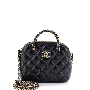 Chanel Cc Dome Zip Clutch With Chain