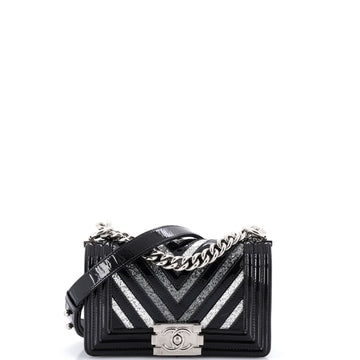 Chanel Boy Flap Bag Chevron Patent With