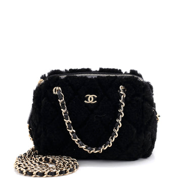 Chanel Cc Double Chain Zip Clutch With