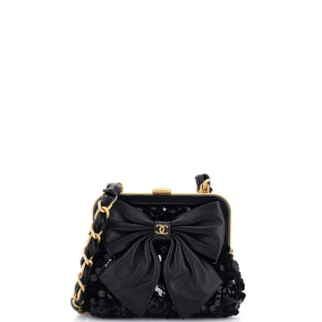 Chanel Bow Frame Clutch With Chain