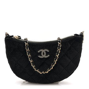 Chanel Velvet Crystal Quilted Chain Hobo
