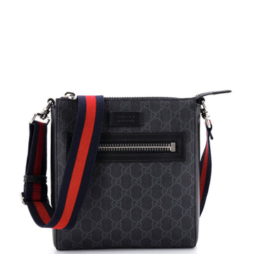 Gucci Web Strap Front Zip Messenger Bag