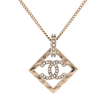 Chanel Cc Diamond Pendant Necklace Metal