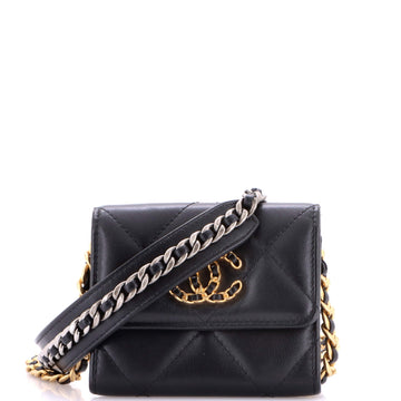 Chanel 19 Card Holder On Chain Quilted