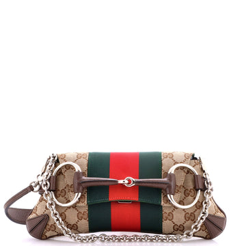 Gucci Horsebit Nm Web Chain Clutch Gg