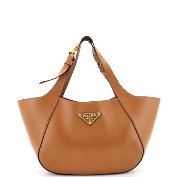 Prada Triangle Logo Buckle Handle Tote