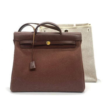 Hermes Herbag Toile And Leather Mm