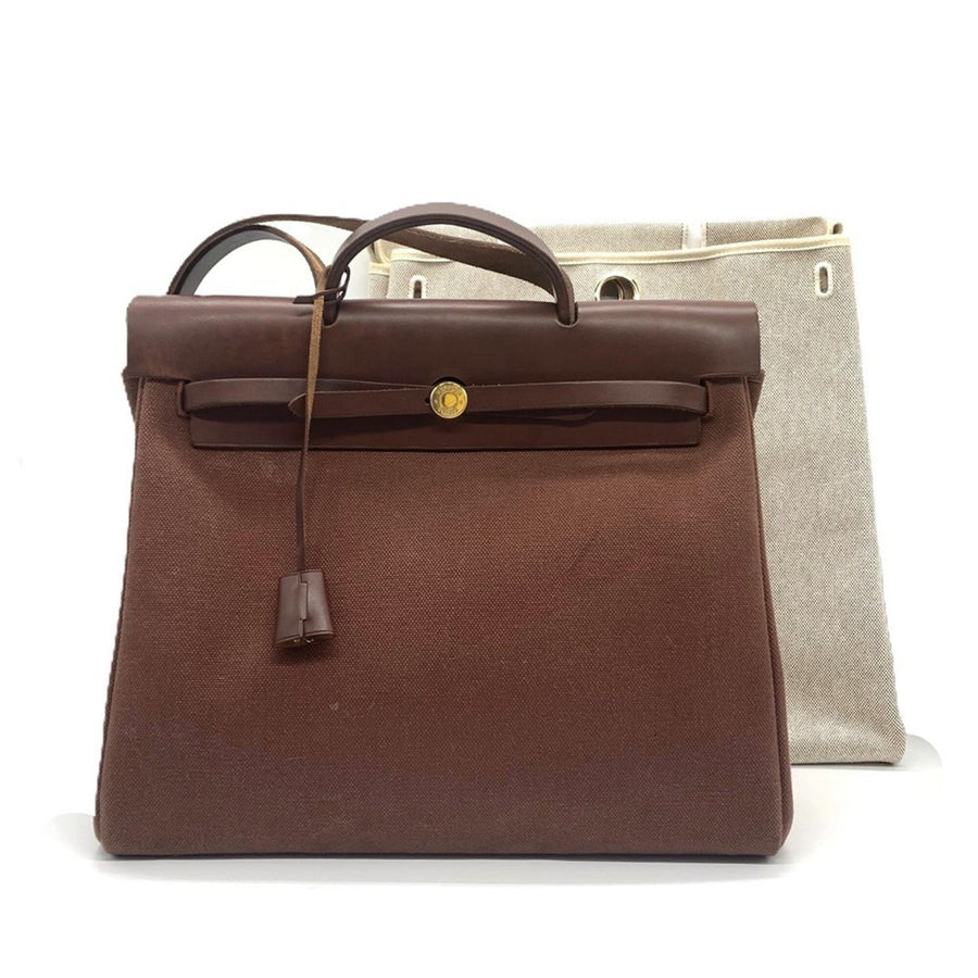Hermes Herbag Toile And Leather Mm
