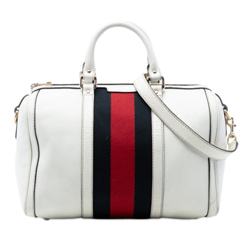 Gucci Vintage Web Boston Bag Leather