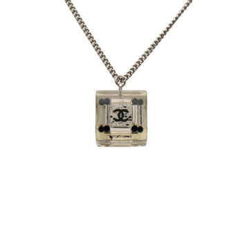 Chanel Cc Logo Pendant Necklace Silver-