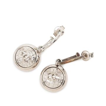 Chanel Cc Logo Earrings Silver-Tone