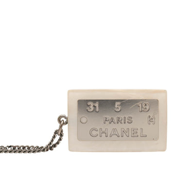 Chanel Pendant Necklace White Metal