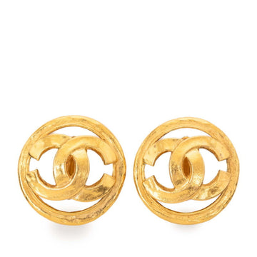 Chanel Cc Logo Round Clip-On Earrings