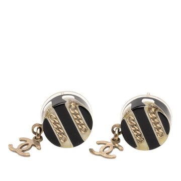 Chanel Cc Logo Earrings Gold-Tone Metal