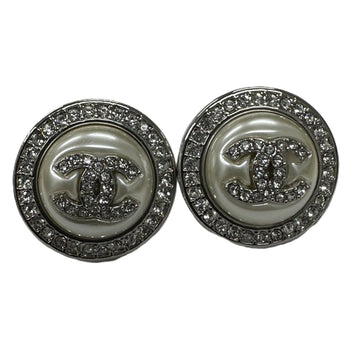 Chanel Cc Logo Round Earrings Sterling