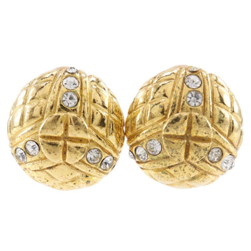 Chanel Vintage Earrings Rhinestone Gold-