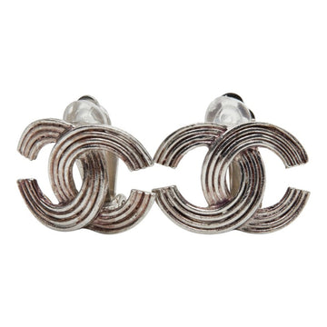 Chanel Cc Logo Clip-On Earrings Silver-