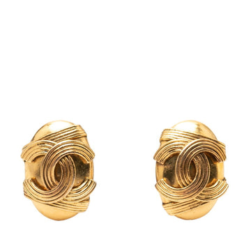 Chanel Cc Logo Oval Clip-On Earrings