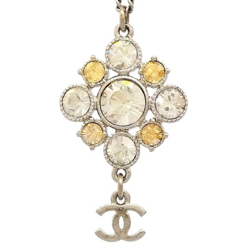 Chanel Cc Logo Pendant Necklace Silver-