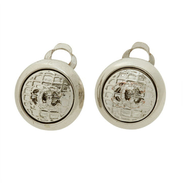 Chanel Cc Logo Clip-On Earrings Silver-
