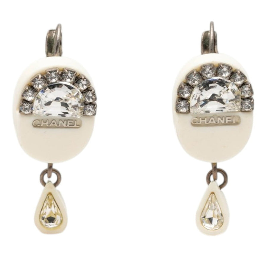 Chanel Rhinestone Earrings Metal And