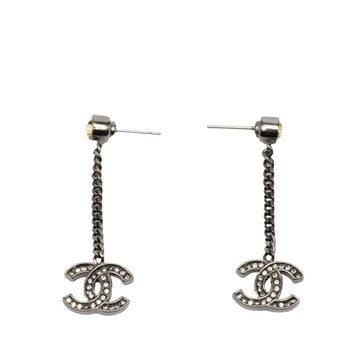Chanel Cc Logo Earrings Silver-Tone