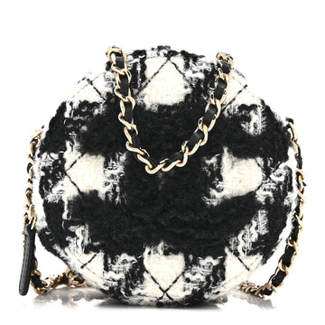 Chanel Wool Tweed Lambskin Quilted Round
