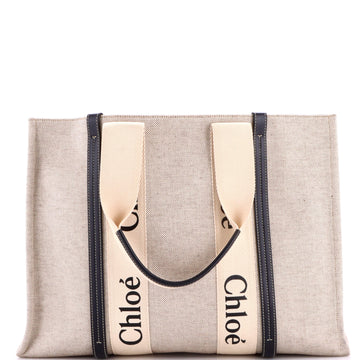 Chloe Woody Tote Canvas With Leather