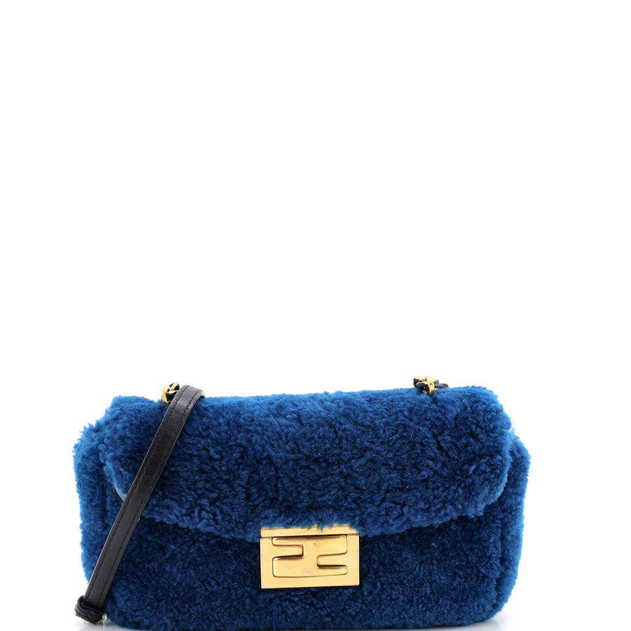 Fendi Be Baguette Flap Bag Shearling